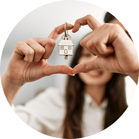 Happy family in their new home